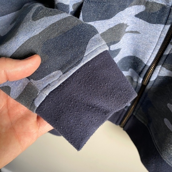 Black Brown Men's Blue Camo Long Sleeve Zip Up Sweatshirt Jacket‎ Size Small - Picture 4 of 12